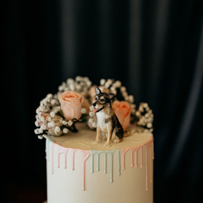 Custom pet wedding cake topper - full body