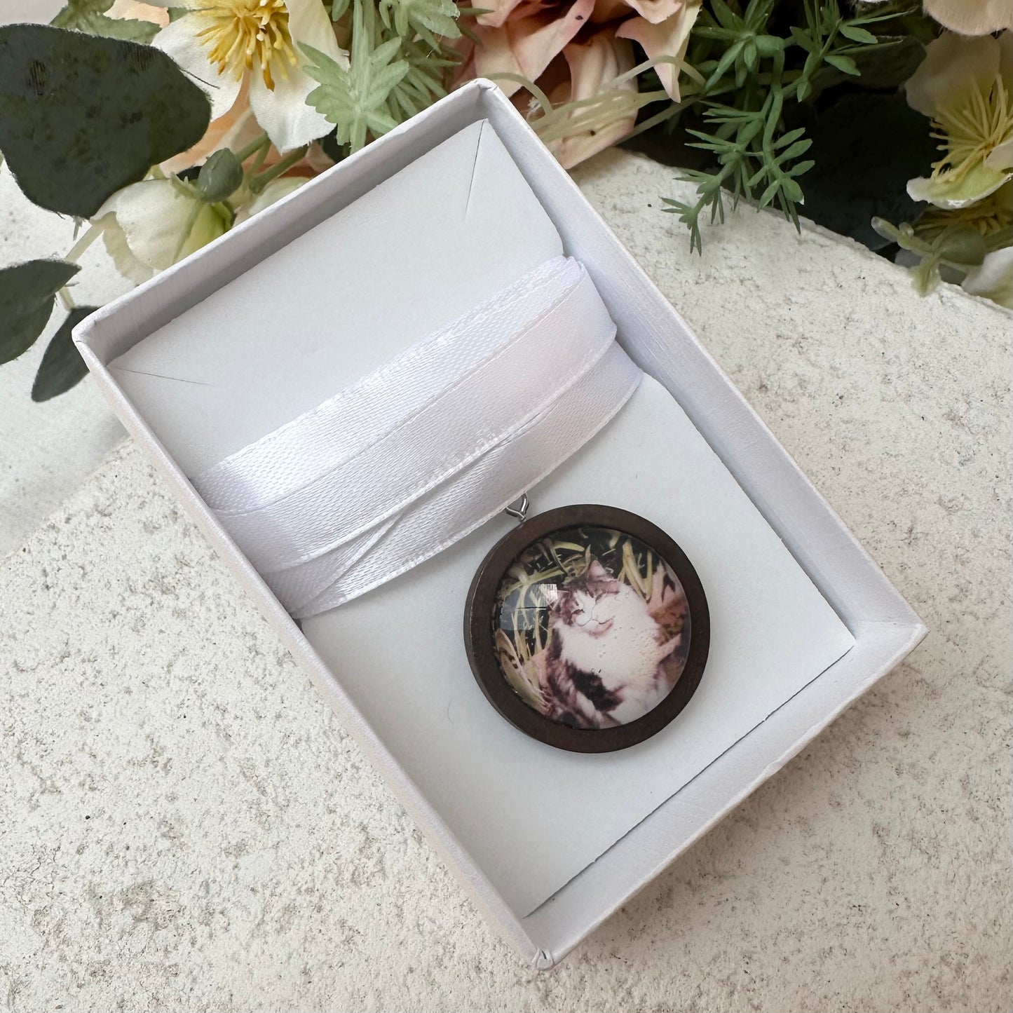 Bouquet photo memorial charm - timber bridal pendant