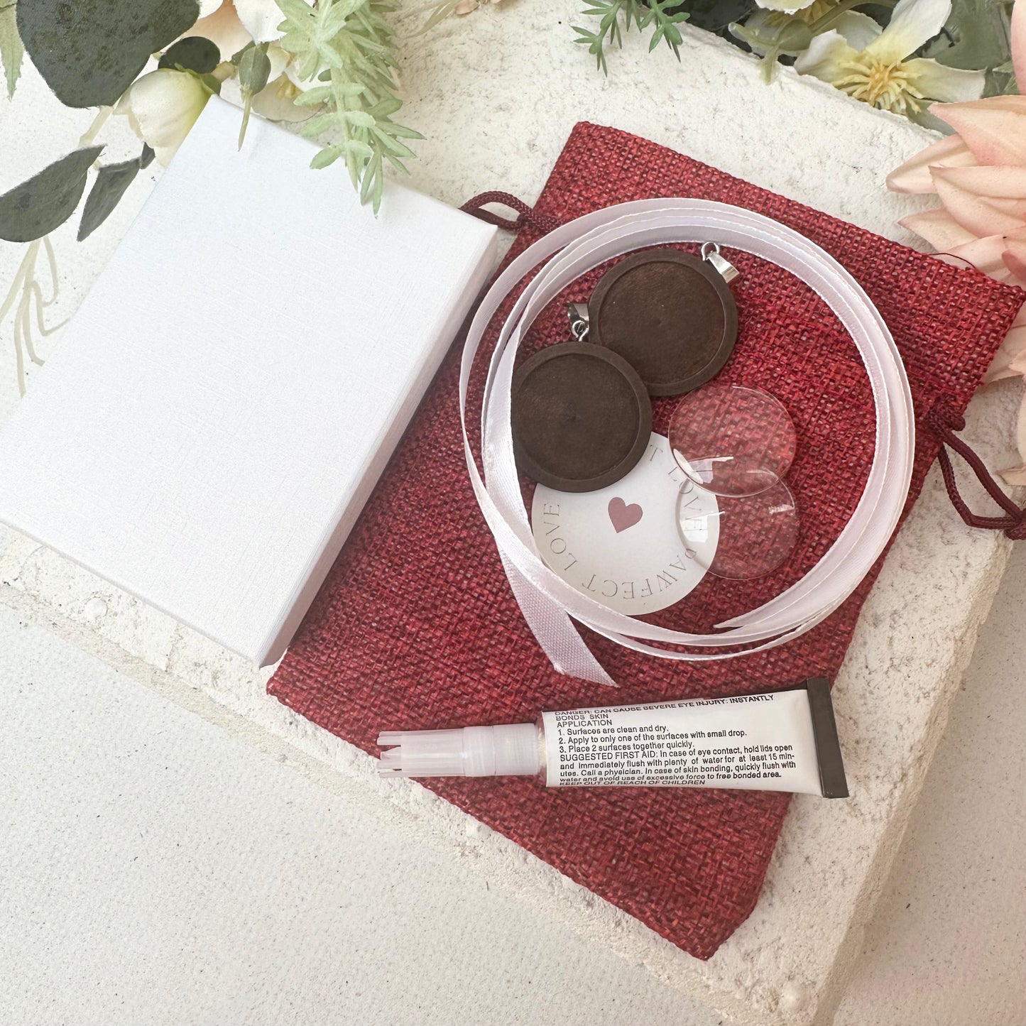 Bouquet photo memorial charm - timber bridal pendant