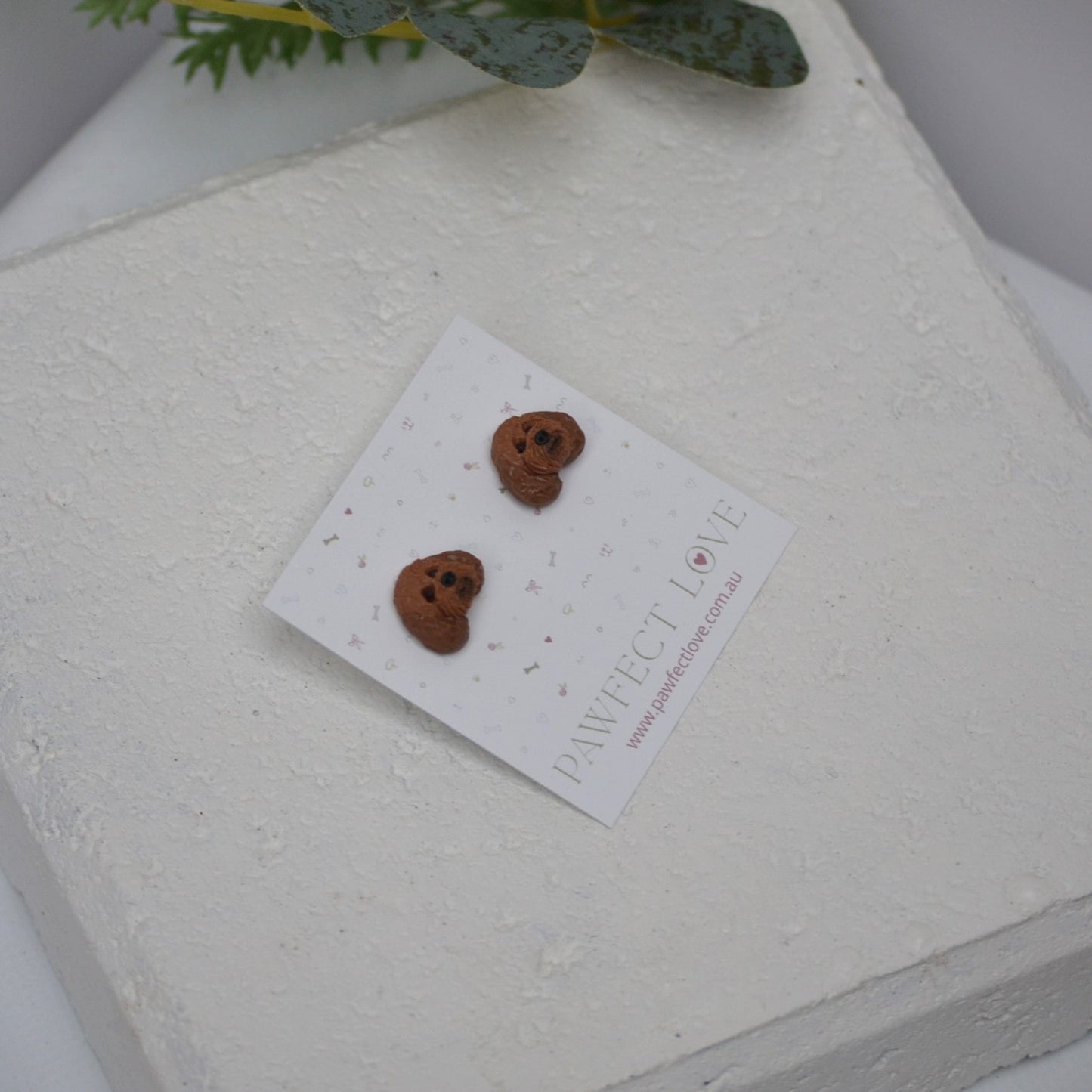 Cavoodle earrings - handmade polymer clay dog studs
