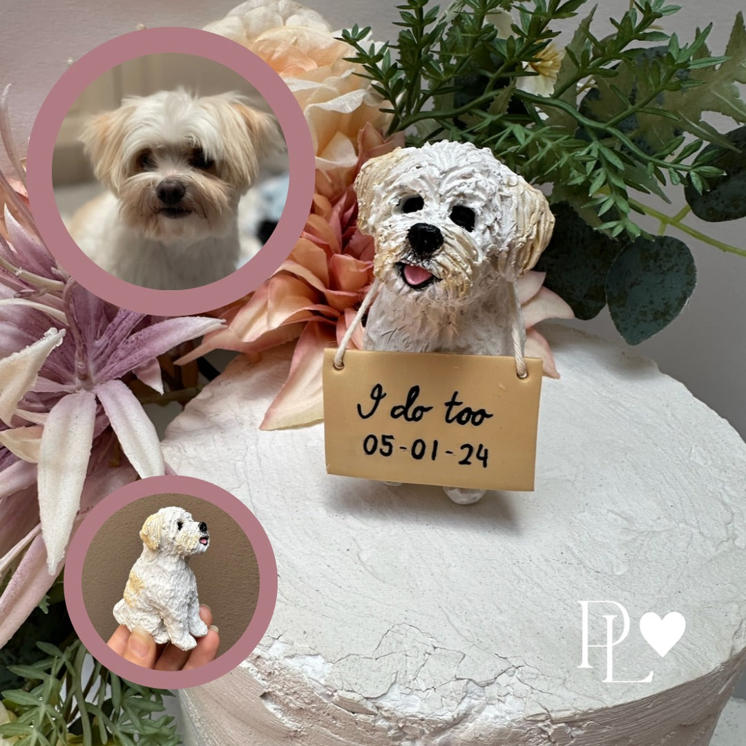 Custom pet wedding cake topper - full body