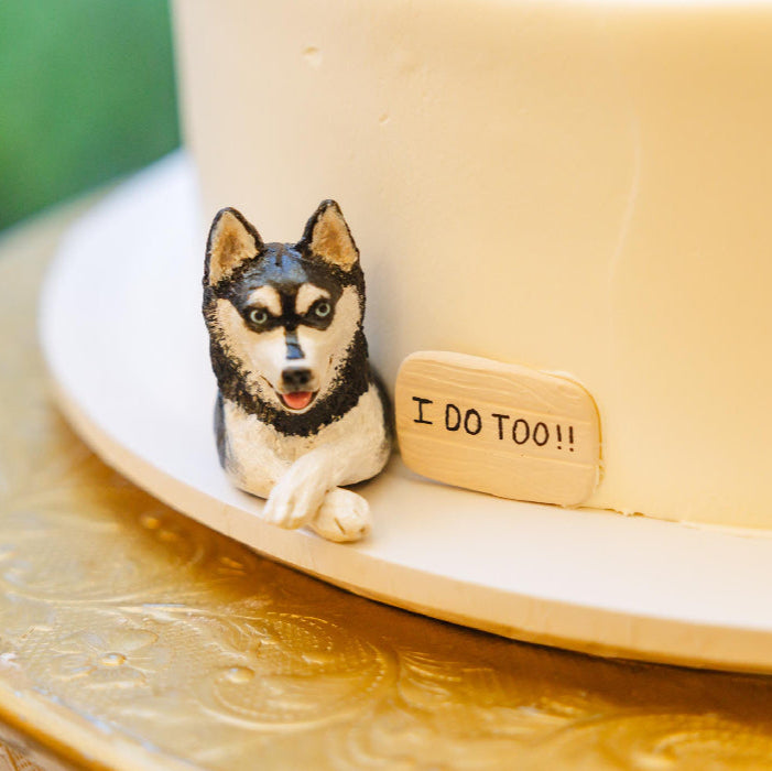 Custom pet wedding cake topper - full body