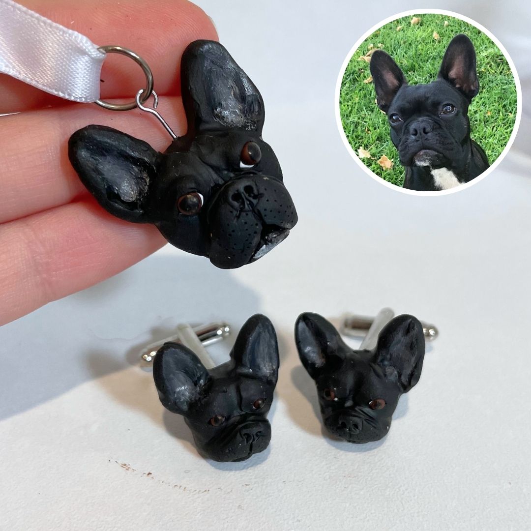 Personalised wedding bouquet pet pendant charm and cufflinks set
