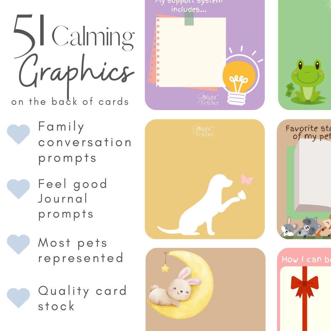 Pet Loss Comfort Cards For Kids - 51 Affirmations with Prompts