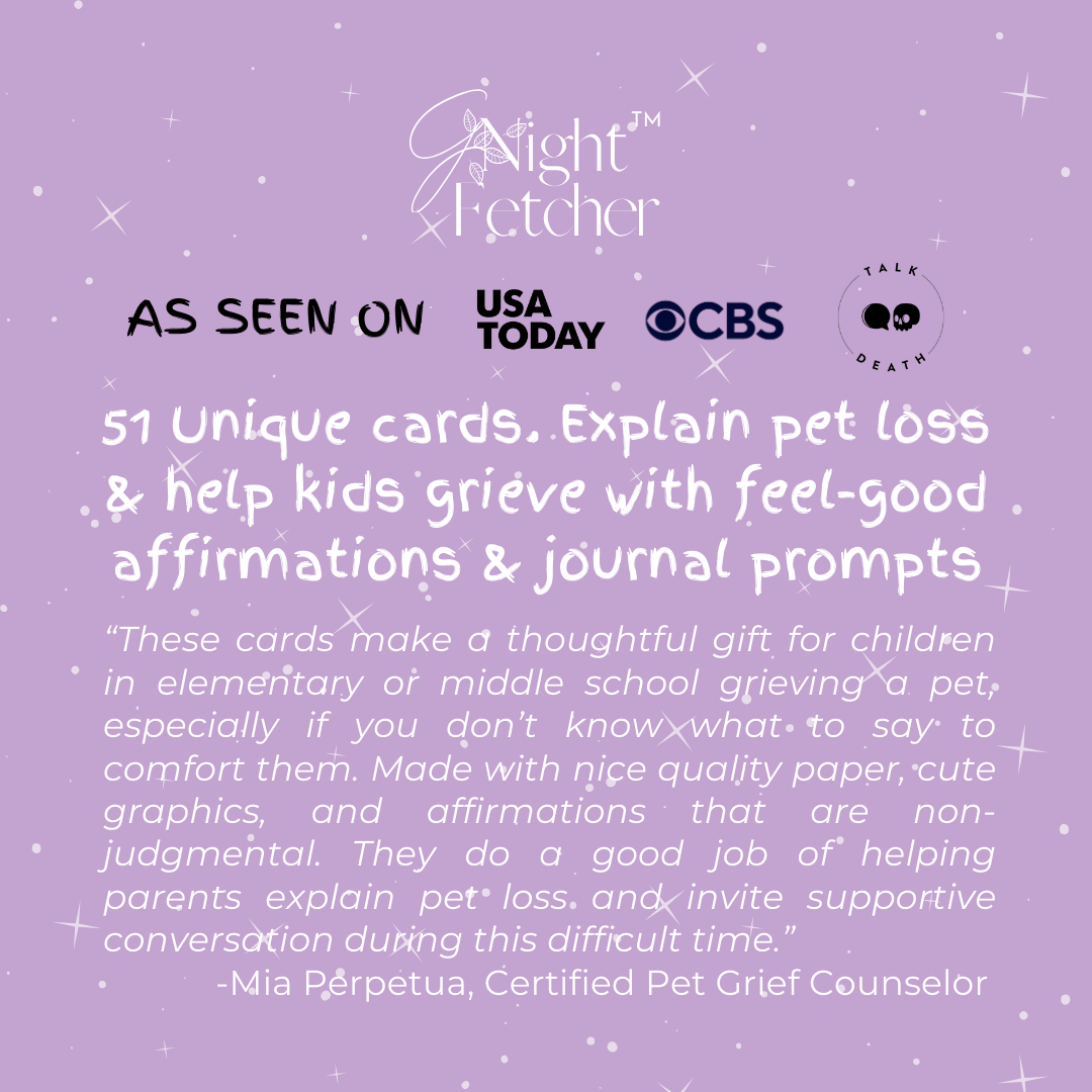 Pet Loss Comfort Cards For Kids - 51 Affirmations with Prompts