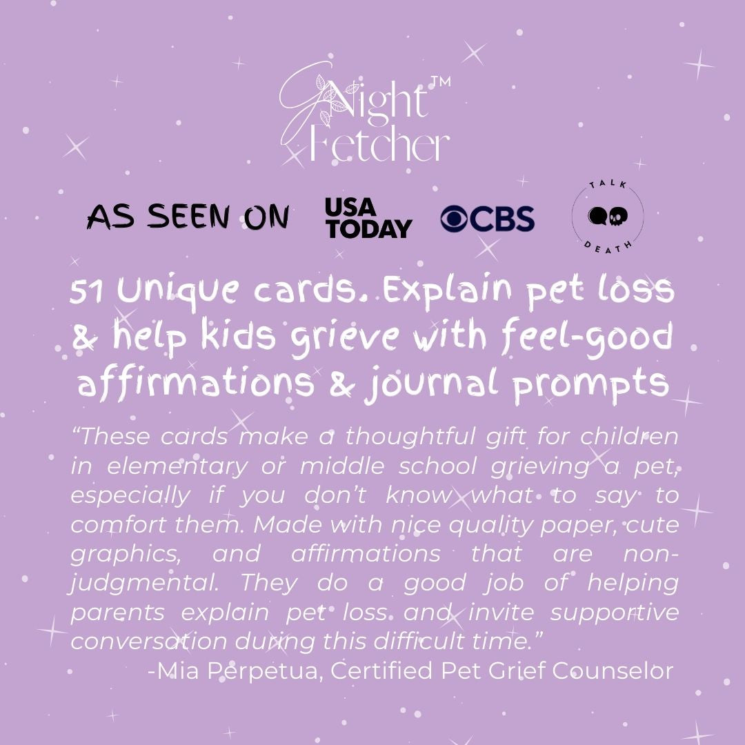 Pet Loss Comfort Cards For Kids - 51 Affirmations with Prompts