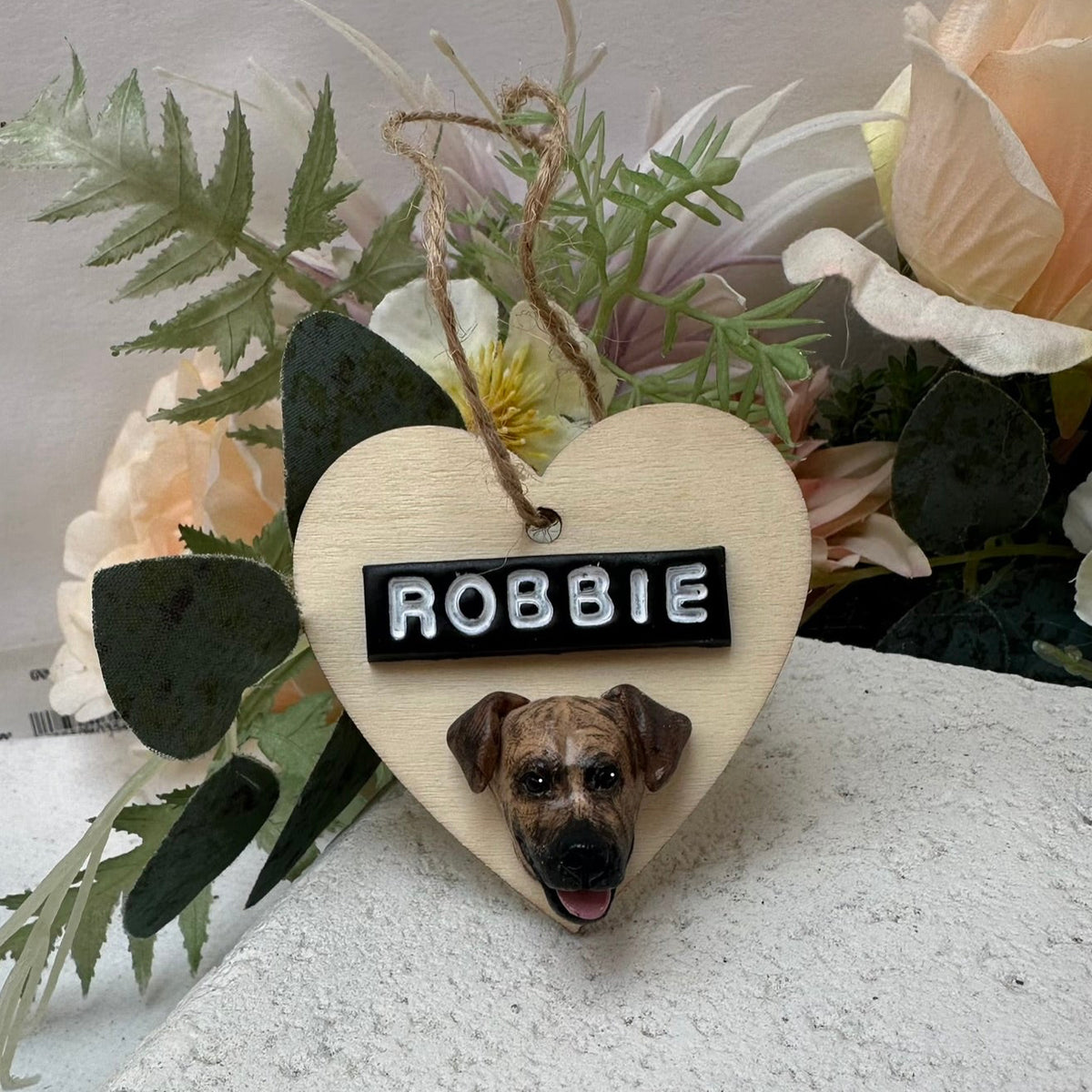 Timber heart - Custom pet face Christmas ornament