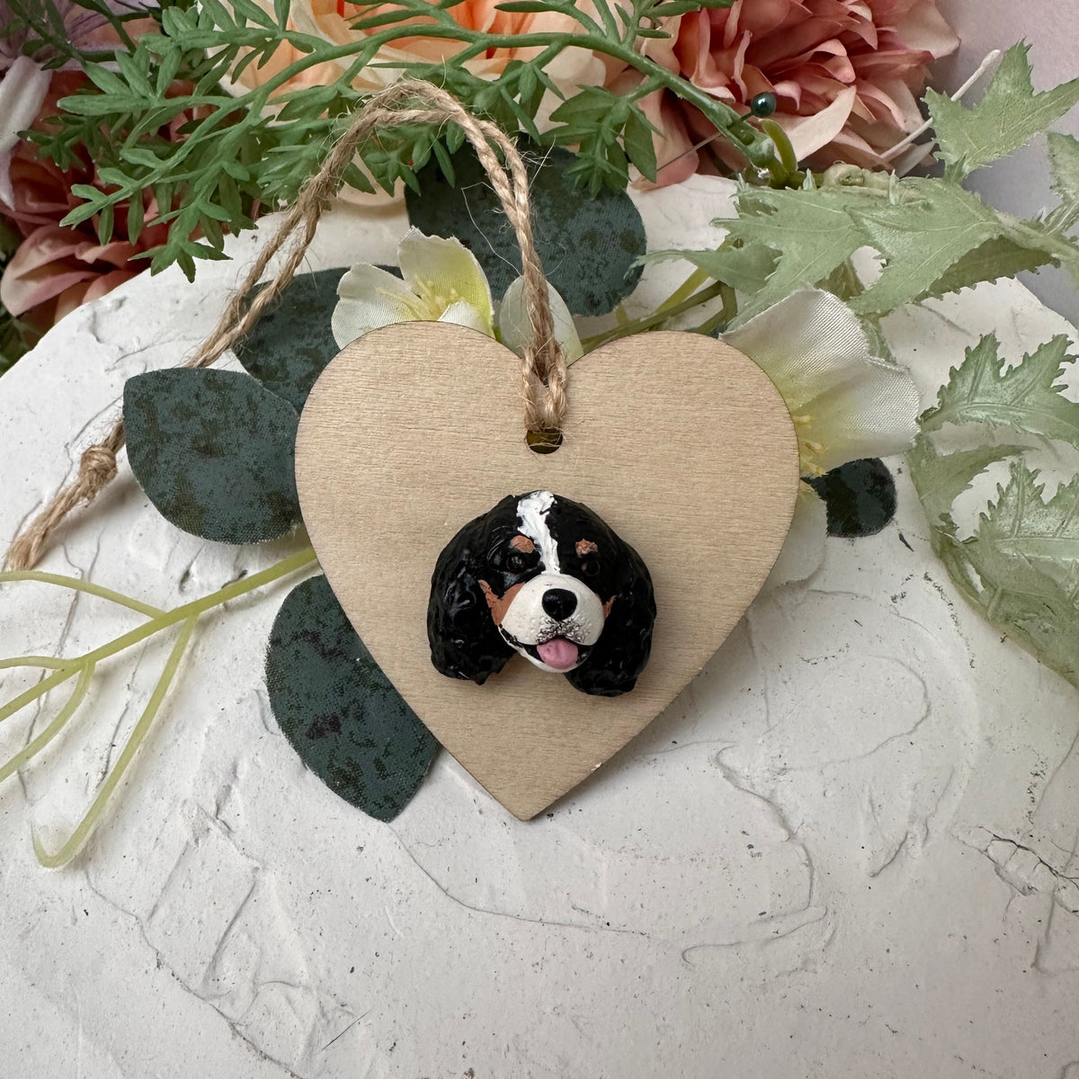 Timber heart - Custom pet face Christmas ornament