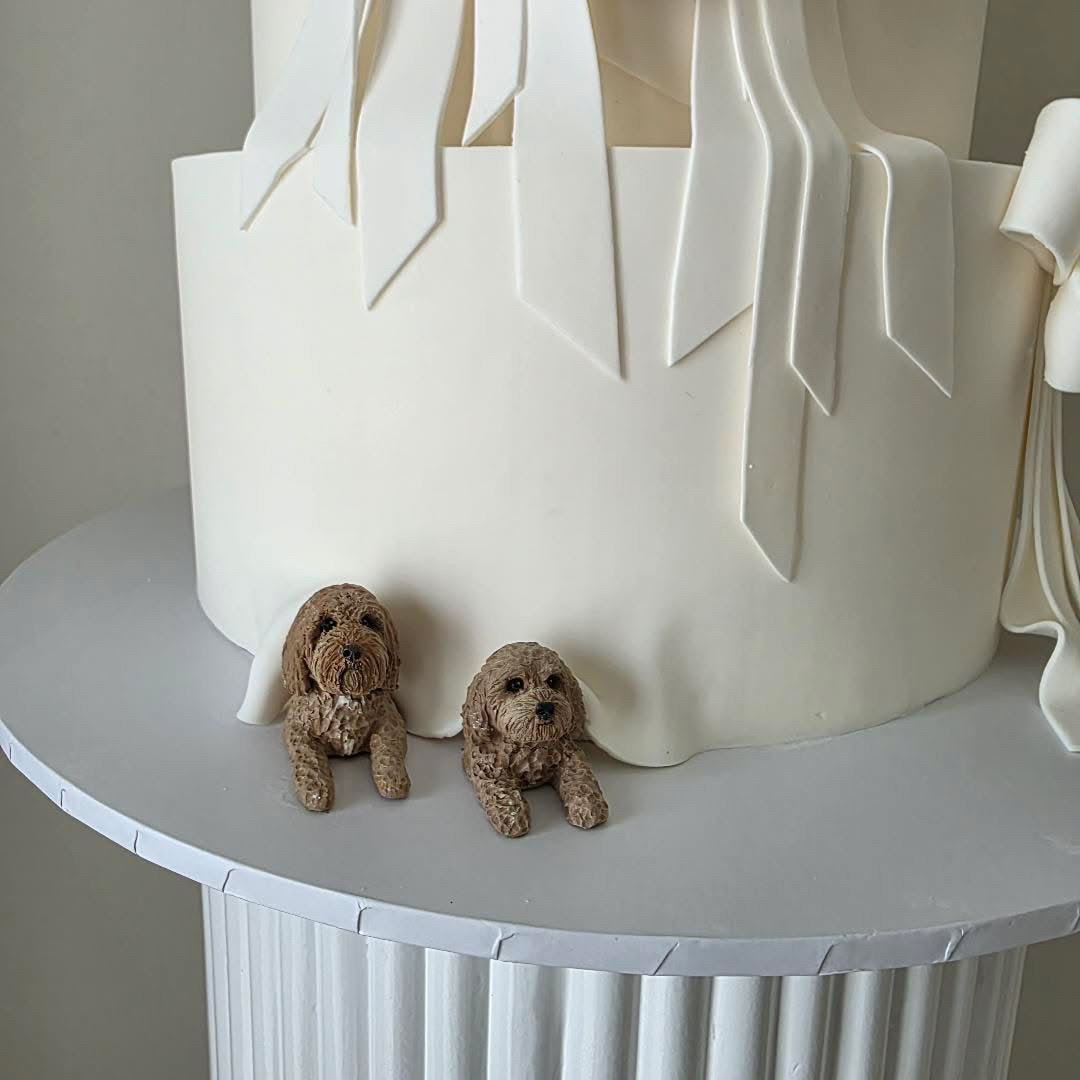 Peeking custom pet wedding cake topper