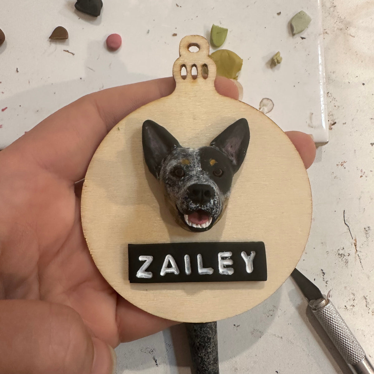Timber bauble - Custom pet face Christmas ornament