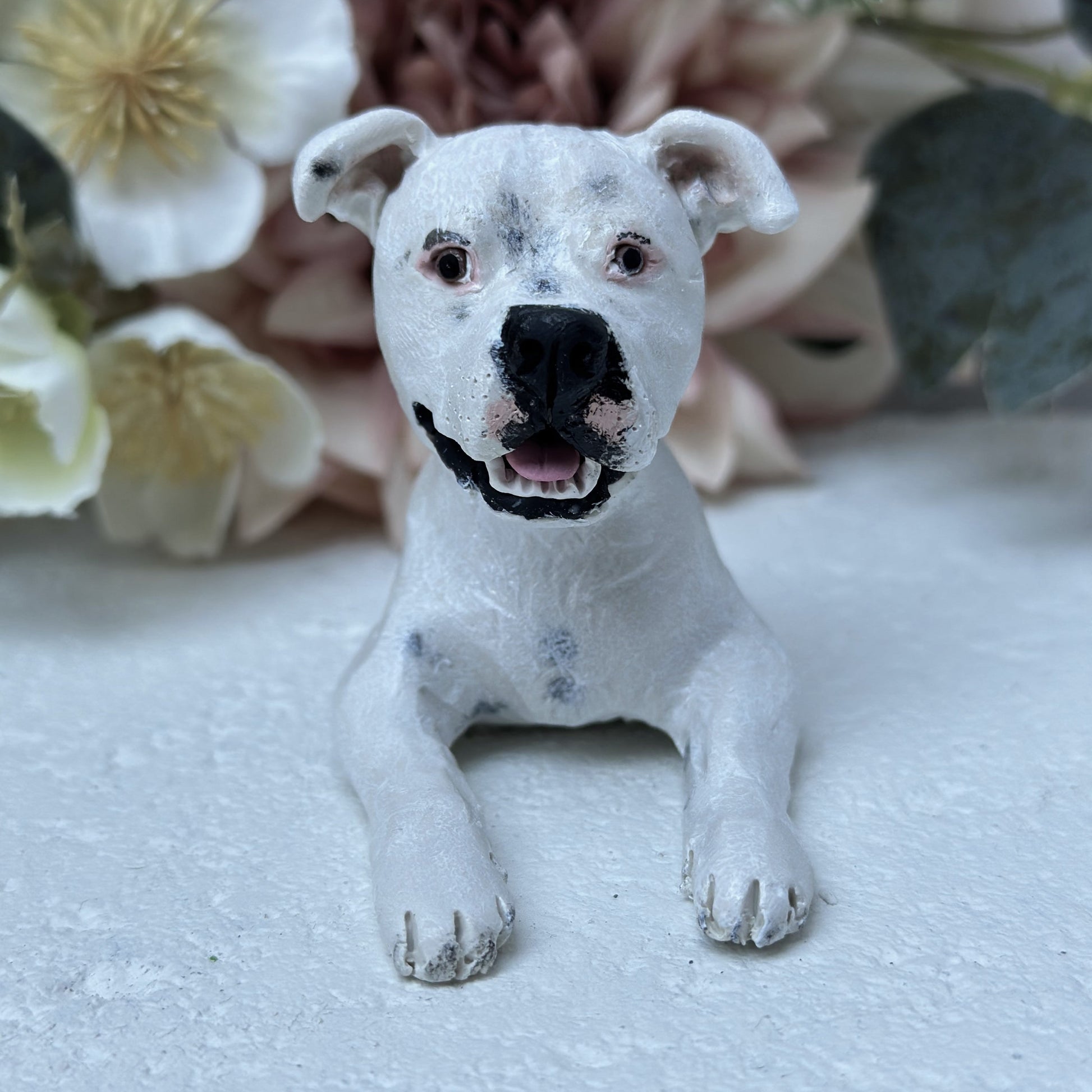 Custom dog white boxer wedding cake topper