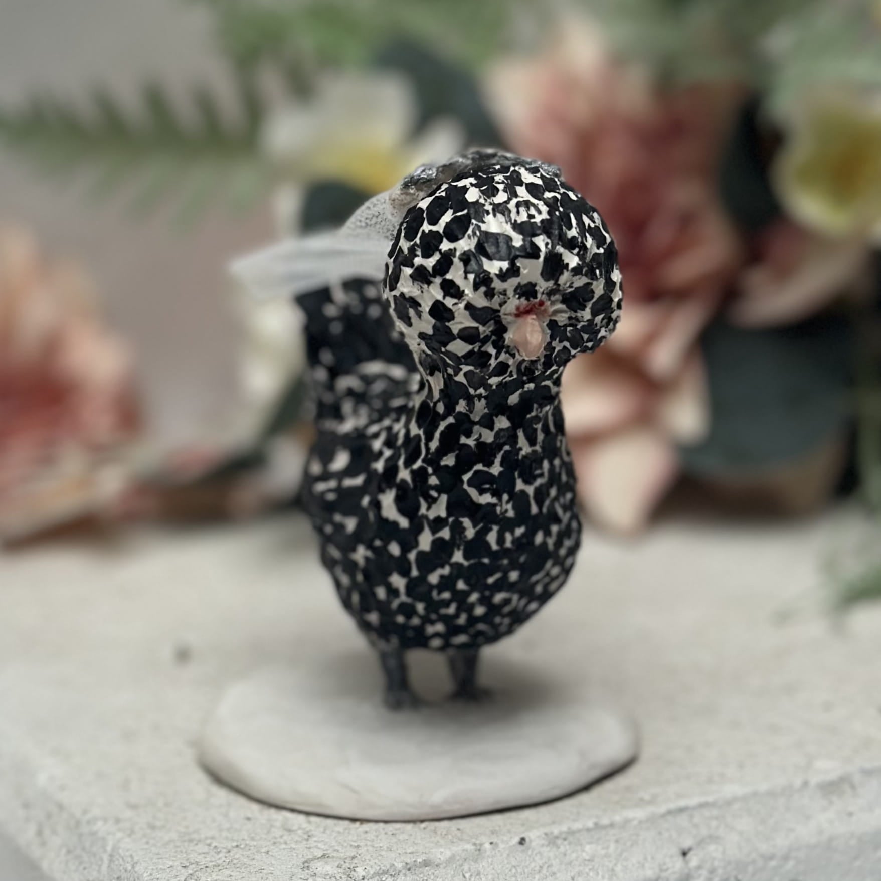 Custom bantam chicken figurine with veil