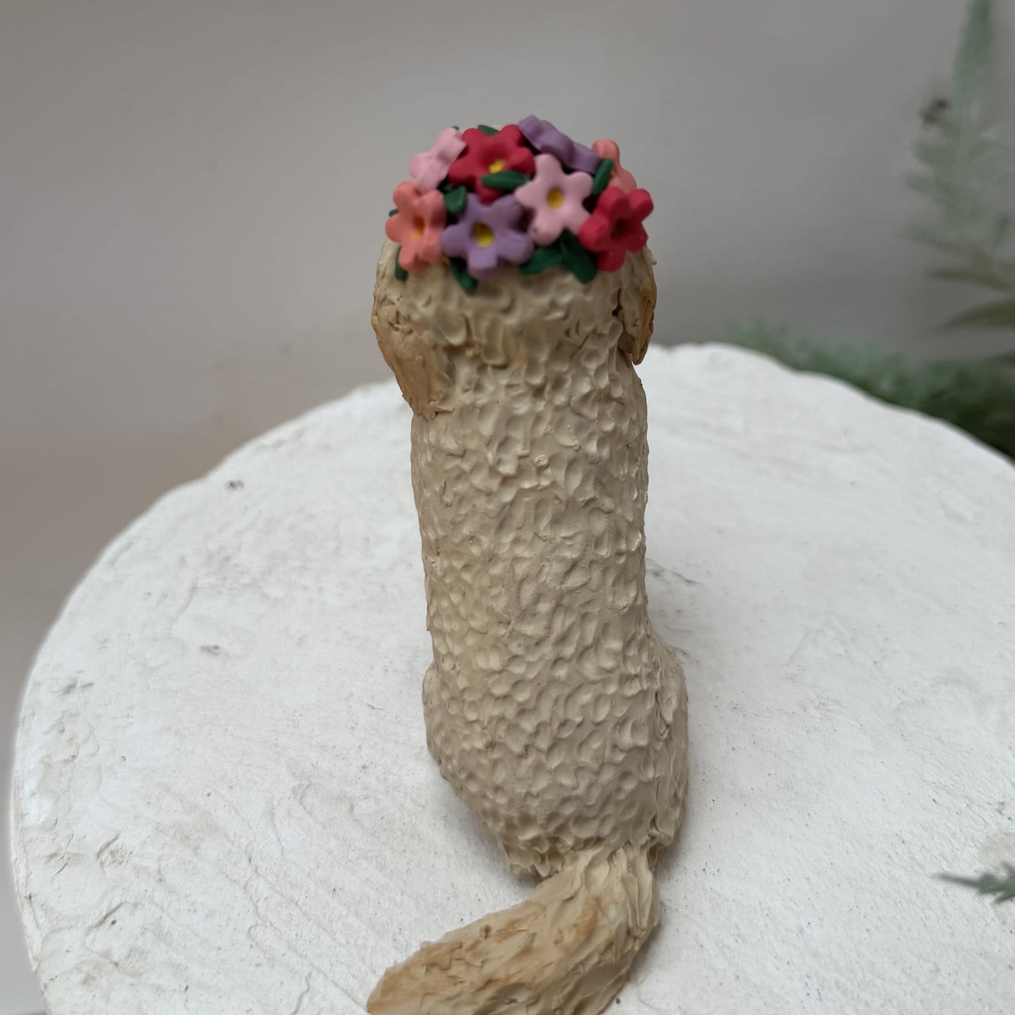 Custom cavoodle cake topper with flower crown