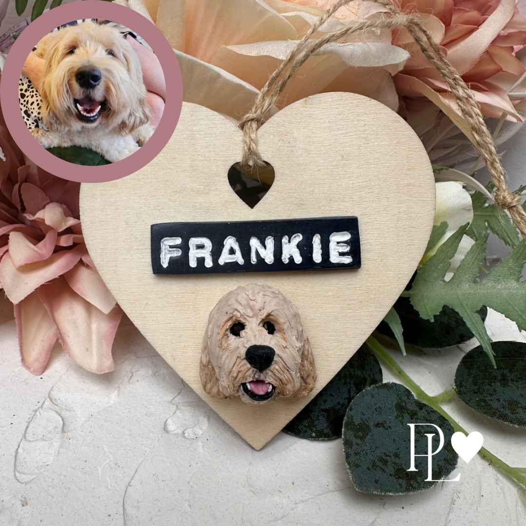 Timber heart - Custom pet face Christmas ornament