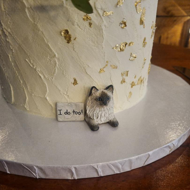 Peeking custom pet wedding cake topper