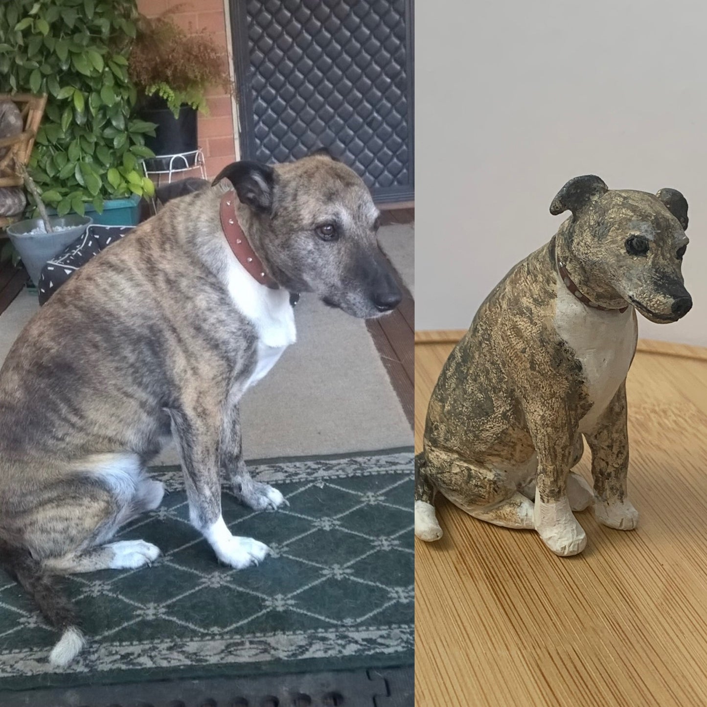 Custom pet memorial figurine with optional ashes inclusion