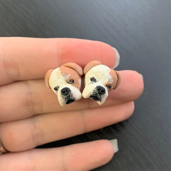 Custom English Bulldog stud earrings