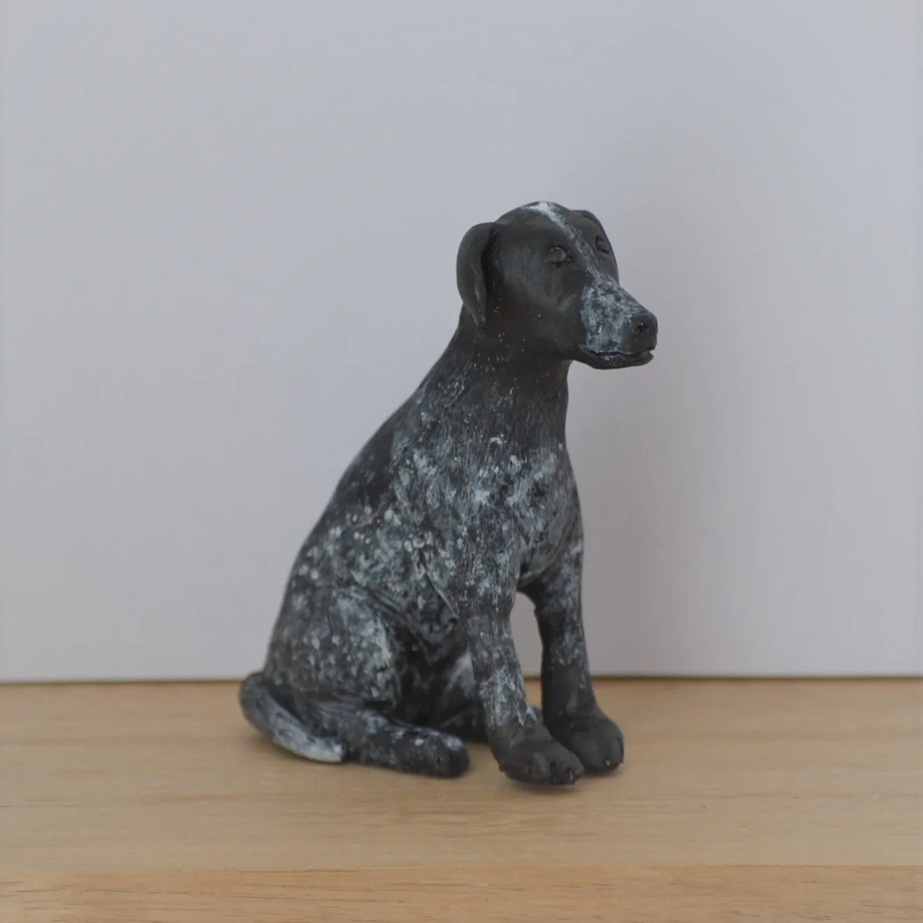 Polymer clay black dog handmade figurine
