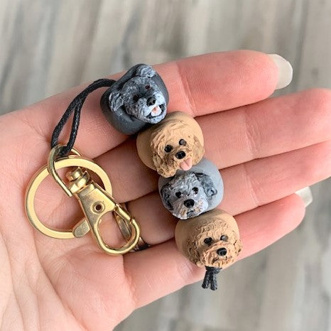 4 bead custom dog keyring