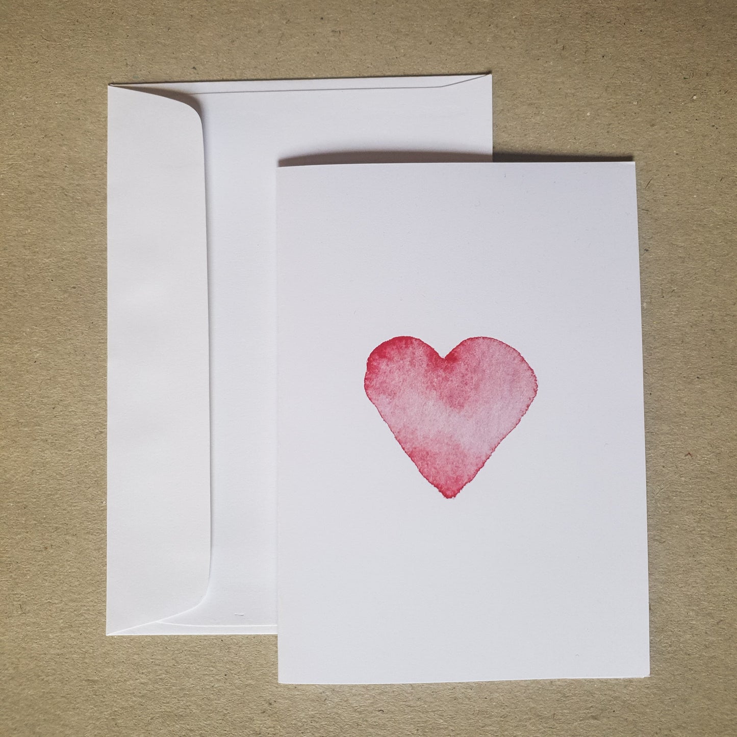 Heart watercolour card on cardstock background