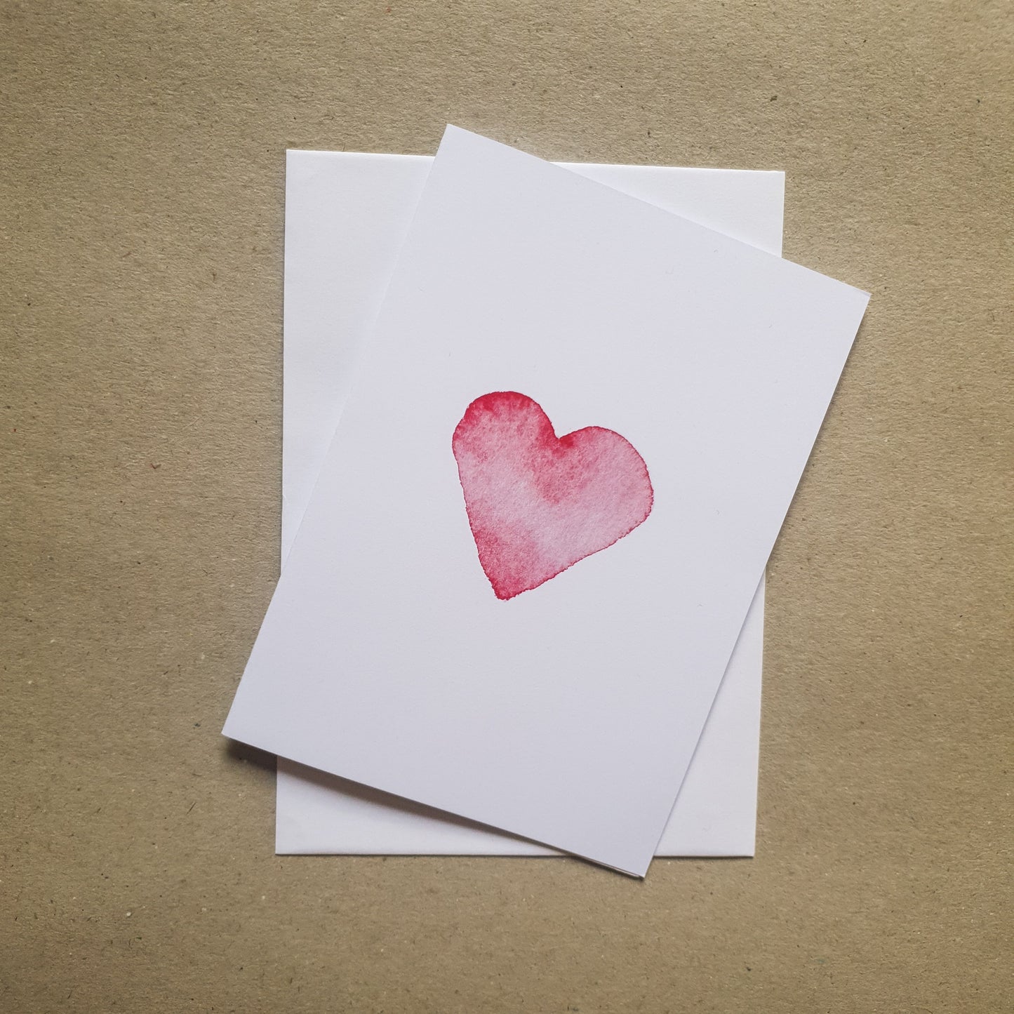 Heart watercolour card on cardstock background