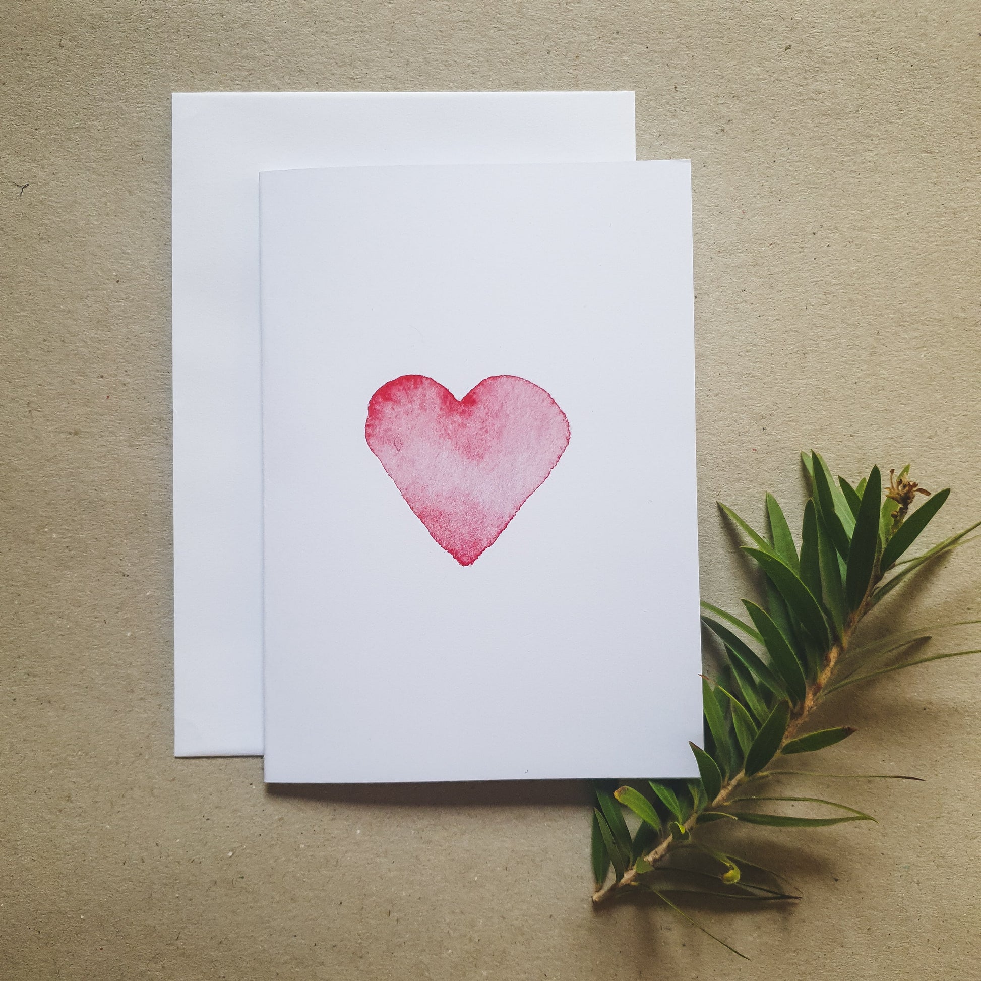 Heart watercolour card on cardstock background